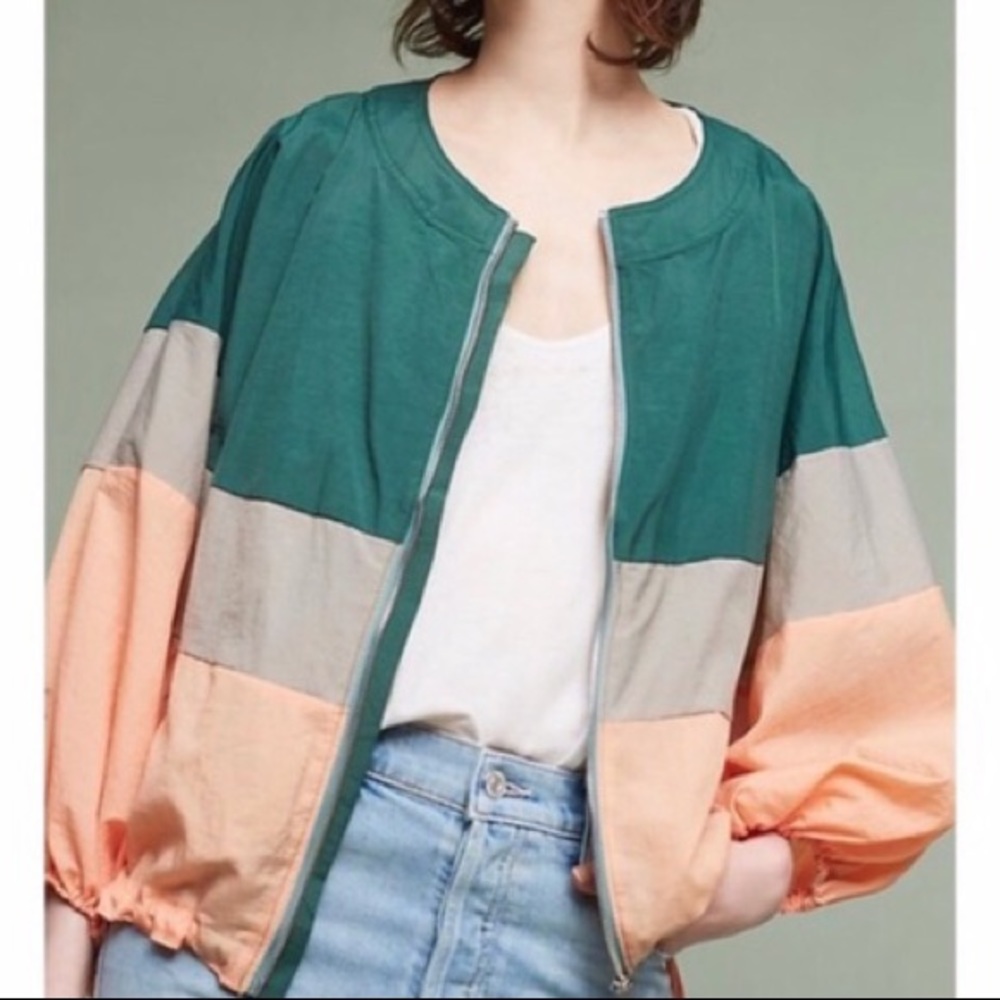 Anthropologie Elevenses Color Block Wind Jacket